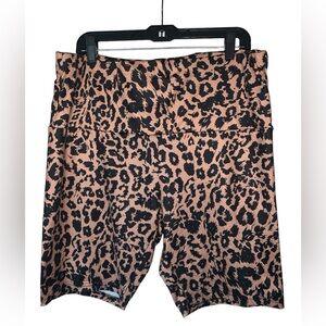 Shein curve leopard print high rise 9” inseam‎ biker shorts size 2XL